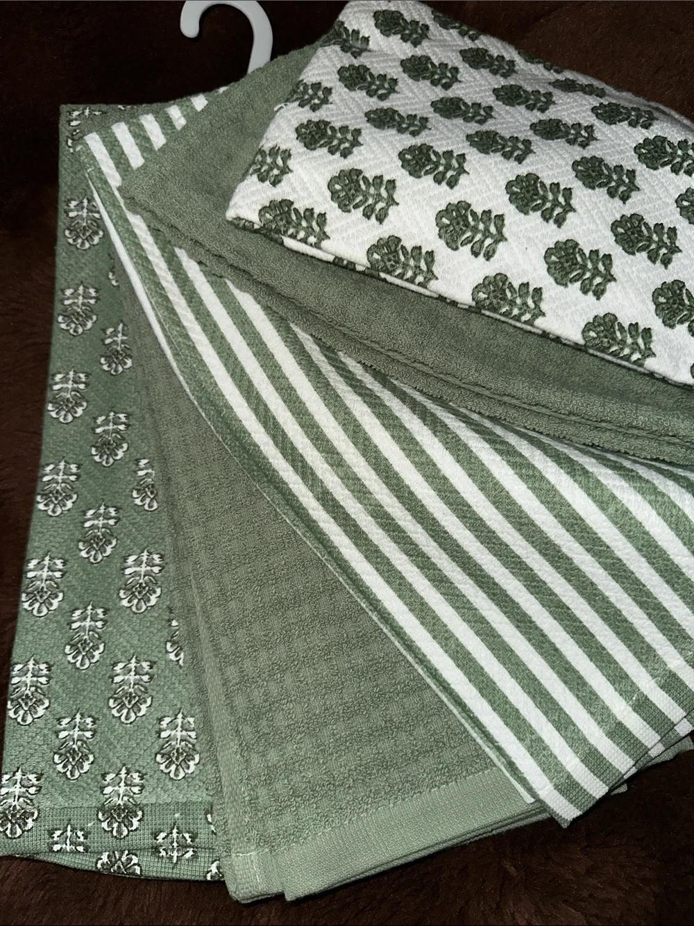 Block print floral kitchen towel set of 5